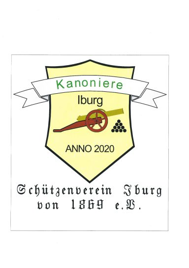 Wappen des Schützenvereins Iburs mit Kanone und Gründungsjahr 1809.